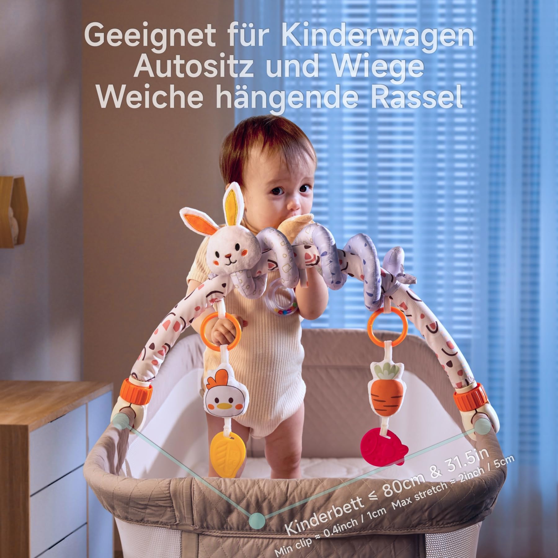TUMAMA KIDS Kinderwagen Spielbogen Spielzeug Activity Spirale Spielzeug 0-12 Monate für Babybett and Babyschale