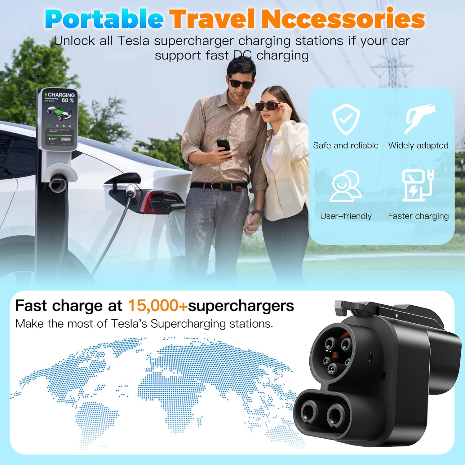 2025 Upgraded NACS to CCS1 Adapter - Fast Charge NACS to CCS Electric Vehicle Charging Adapter for Ford/Rivian/GM EVs at Tesla Superchargers [Max 500A/1000V]