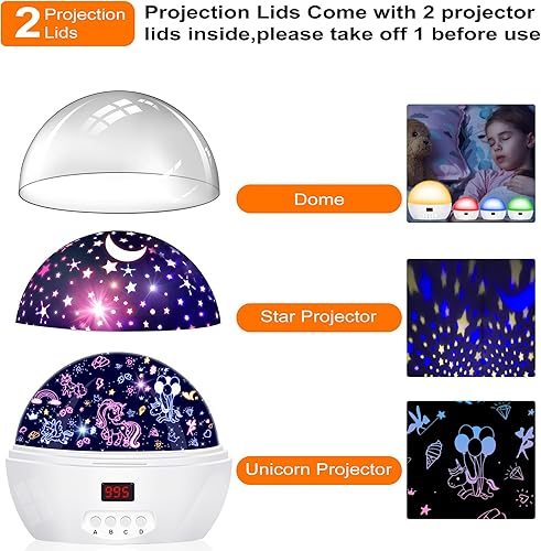 Miniatura 6 de Proyector de unicornio de luz nocturna para niñas, proyector de luces de estrellas para techo de niños, decoración de dormitorio, regalos para niñas