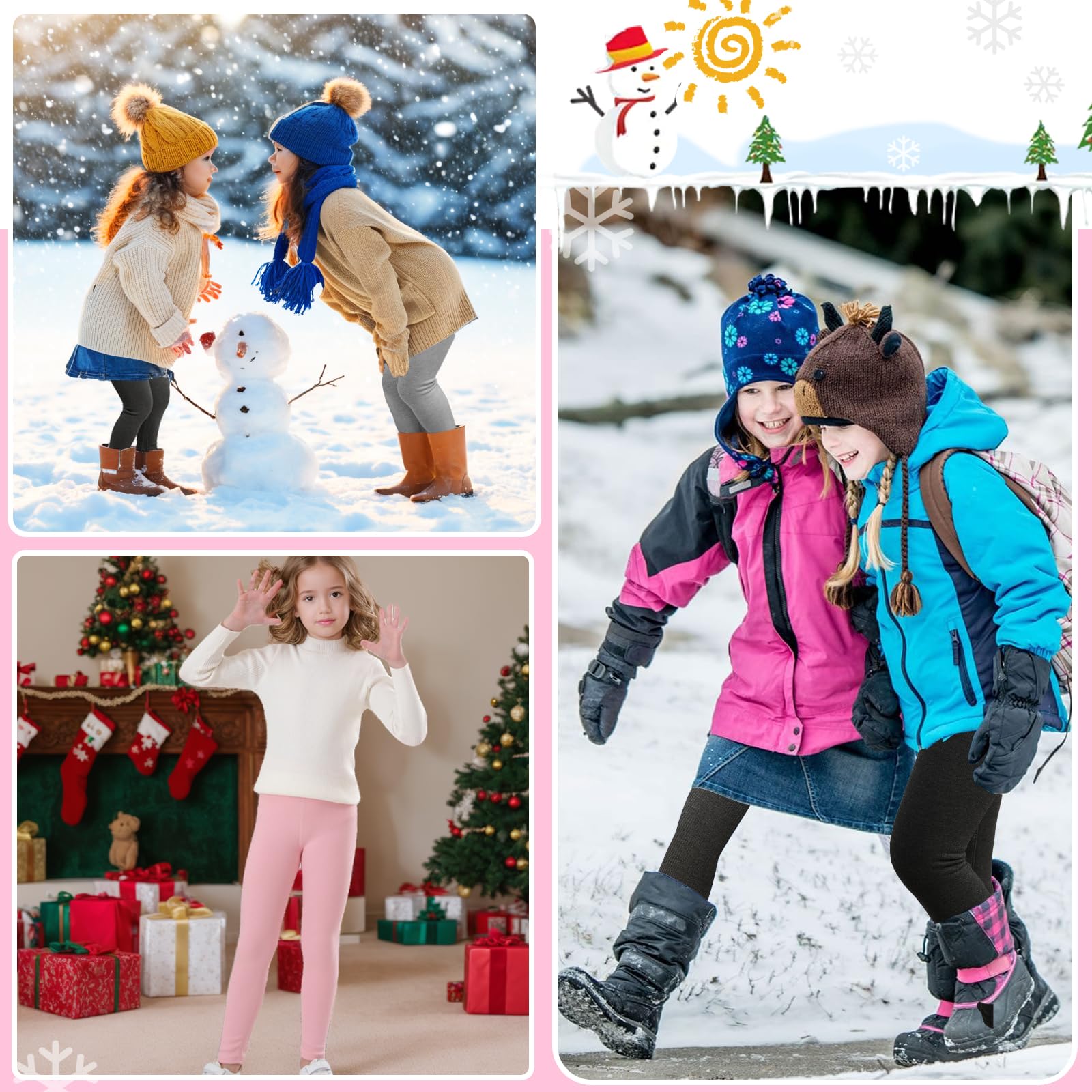 Leggings con forro polar acanalado para niñas de 4 a 13 años