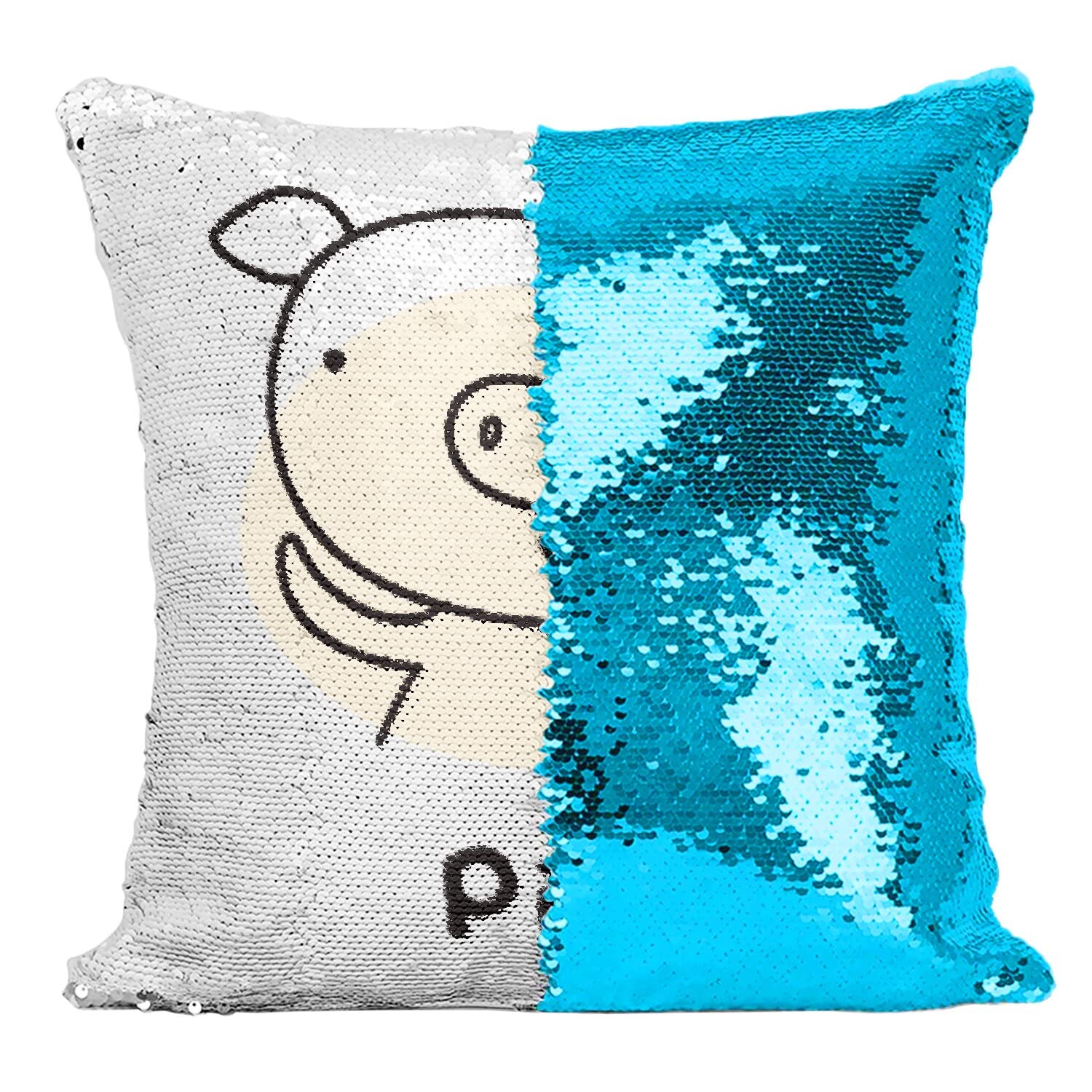 Coussin cochon zodiaque chinois paillettes turquoise Fabulous pour decoration de salon