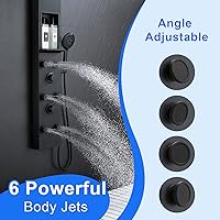 Vista 4 de POPFLY Sistema de Panel de Torre de Ducha con Altura de Brazo de Ducha Ajustable, Sistema de Cabezal de Lluvia, Panel de Ducha de Acero Inoxidable