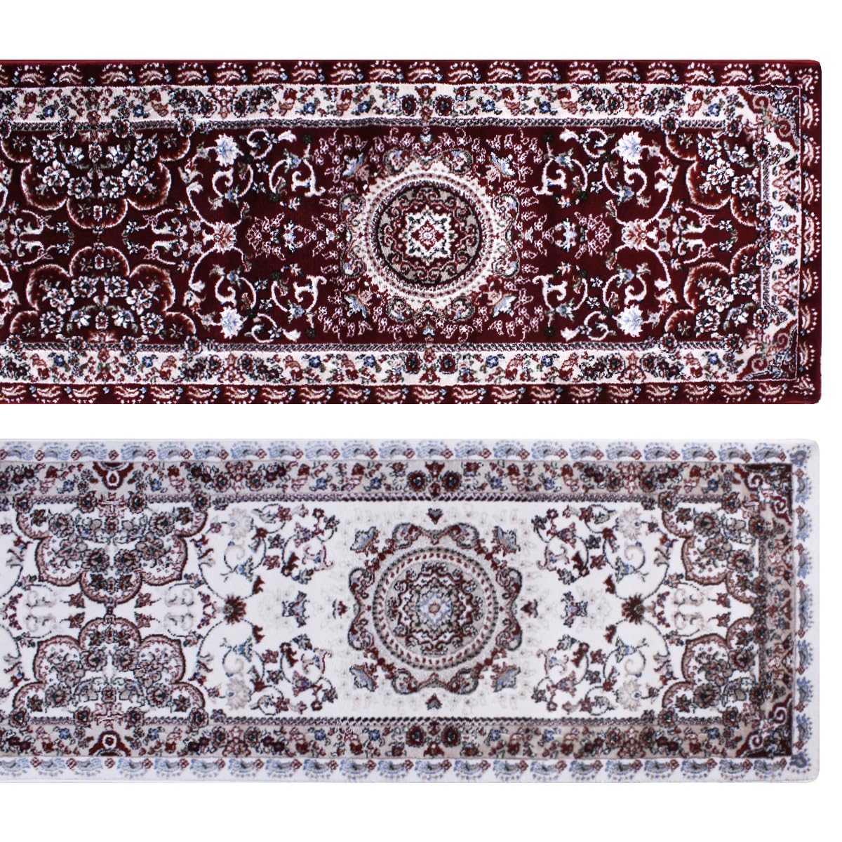 SaRani Tappeto Guida Passatoia Corsia Classico Orientale Pelo Corto Lungo per Corridoio, Ingresso, Scala (Bordeaux, 290x70 cm)