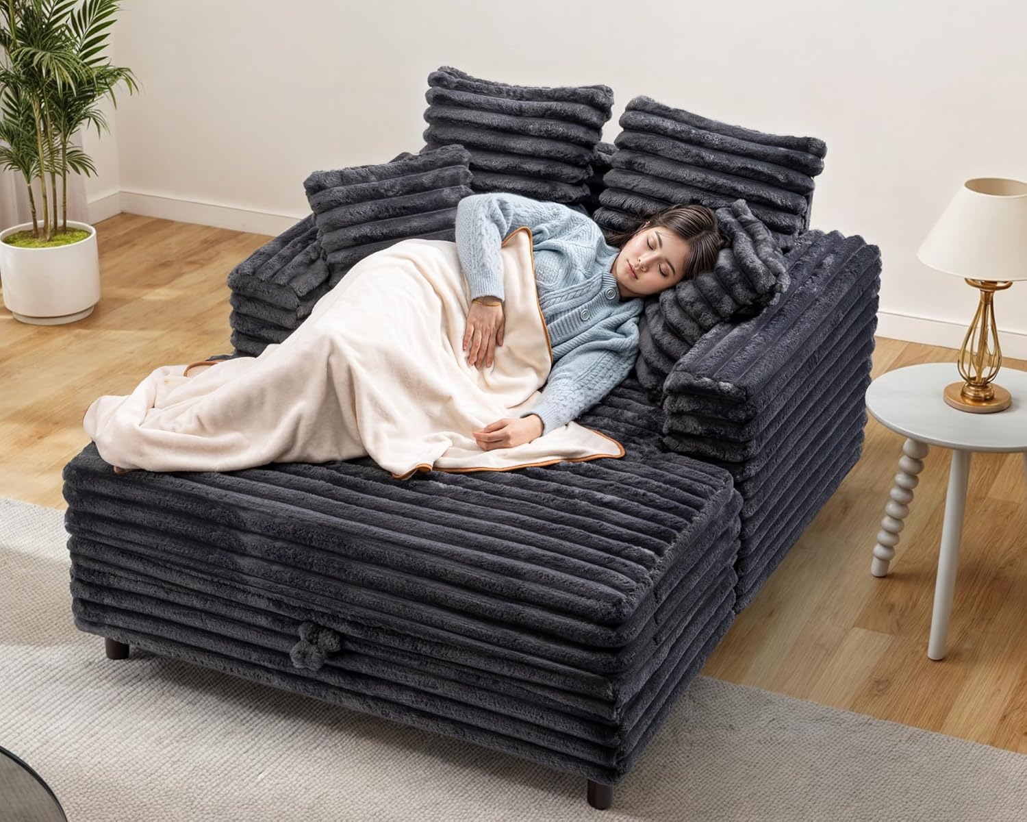 Image showing the chaise lounge configured for napping, reading, and gaming.