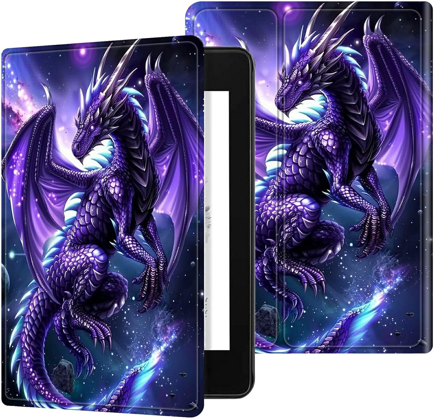 for All-New 6" Kindle 11th Generation 2024/2022 Release E-Reader Case, Slim Kickstand Stand Leather Smart Cover with Auto Wake/Sleep, Purple Dragon