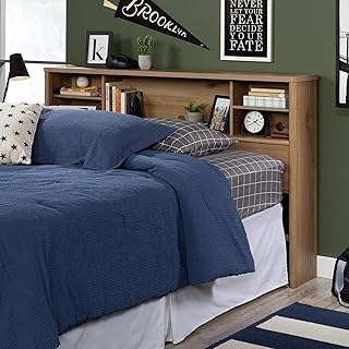 12 Bedroom Library Ideas for Cozy Warm Reading Retreats 61 Sauder Dover Edge Full/Queen Bookcase Headboard, Timber Oak Finish