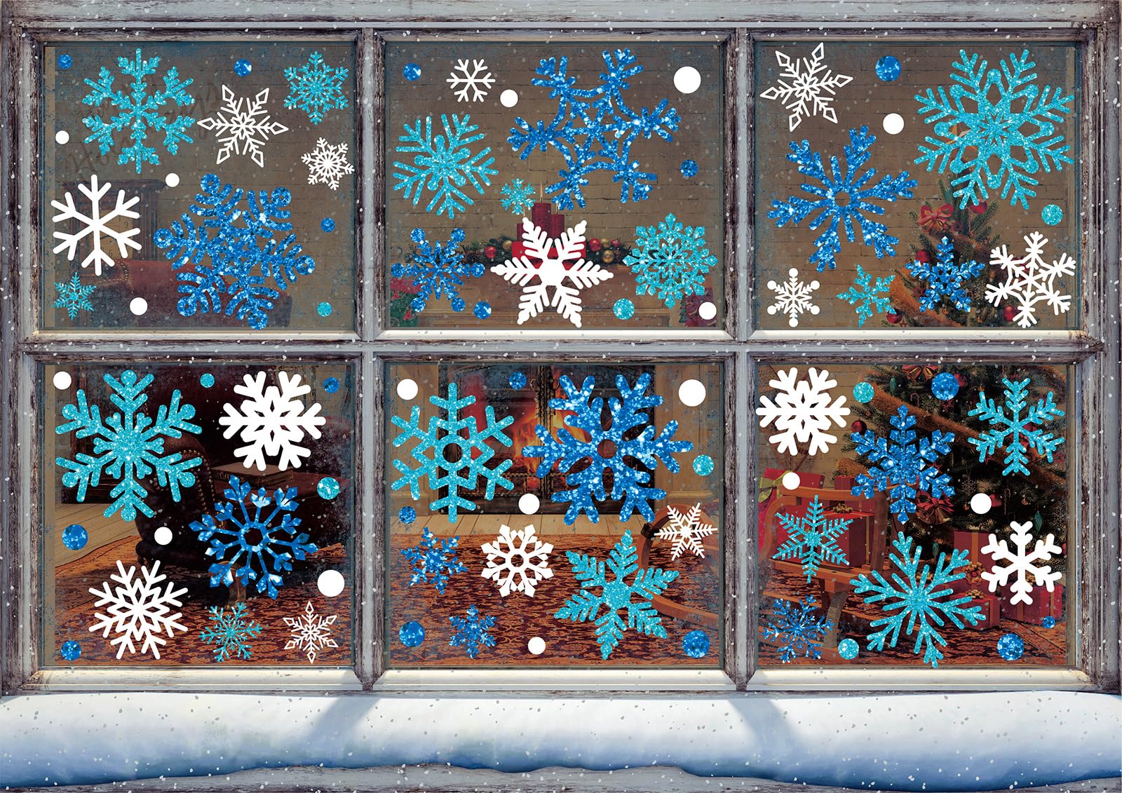 Stickers flocon de neige à paillettes pour habiller vos fenêtres à Noël