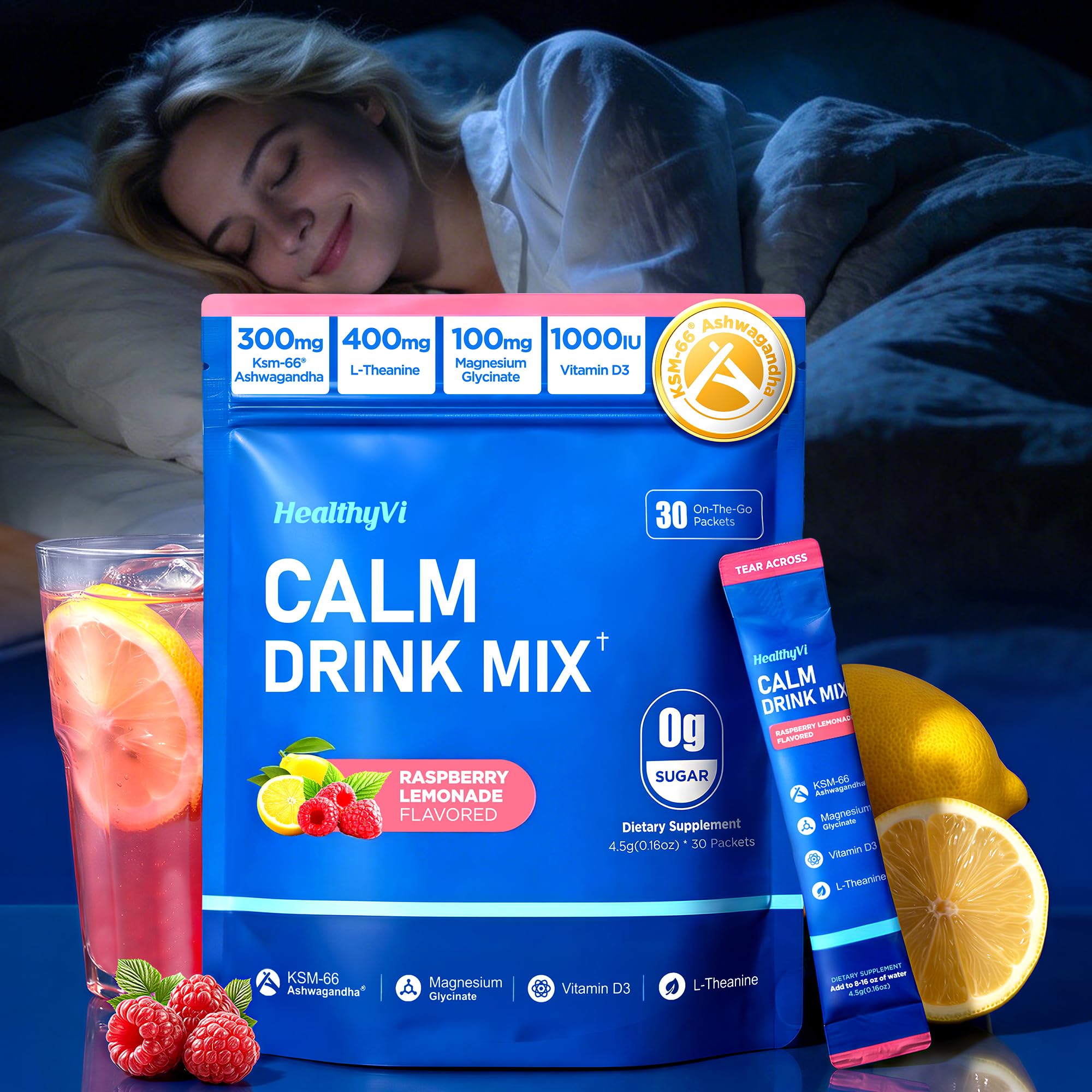 HealthyVi Calm Magnesium Glycinate Powder Drink Mix