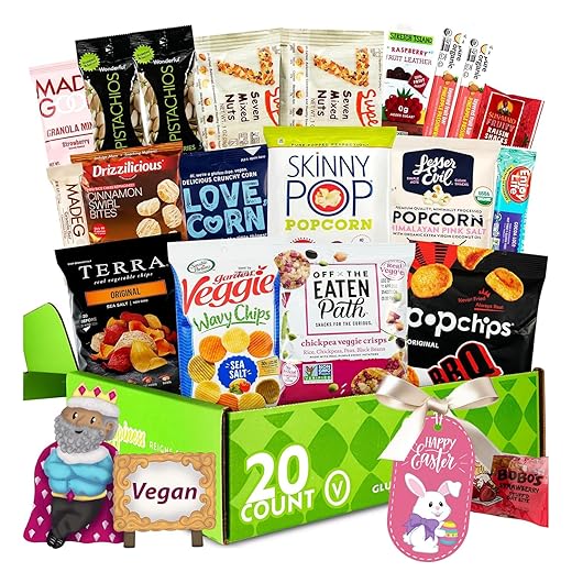 Christmas Snack Box | VEGAN Healthy Snacks Variety Pack [20 Count] Gluten Free Dairy Free Snacks Food Gifts | Gifts for Him, Her ,Family, Military, Clients COLLEGE CARE PACKAGE | Kosher, Non GMOGet Well Gift Baskets