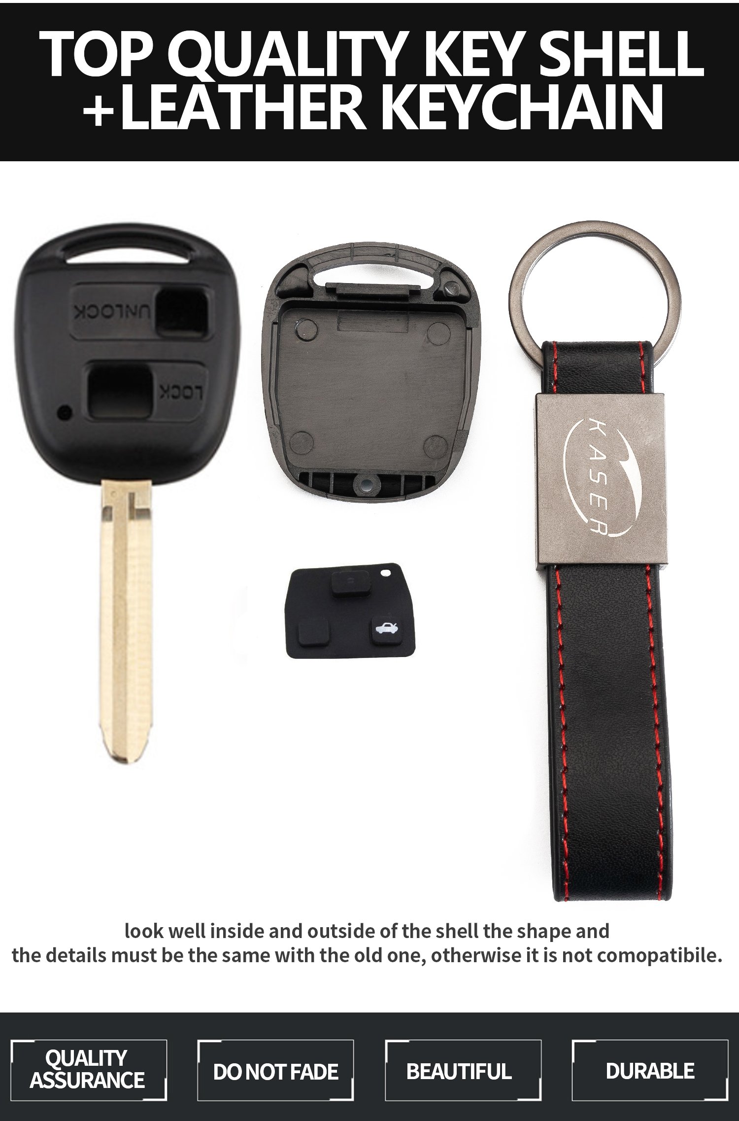 2 Gusci Chiave Telecomando Toyota - Compatibile Con Yaris, Corolla, RAV4 - Con Vit E Pulsanti