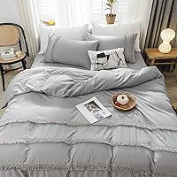 Vista 1 de Mybedsoul Juego de funda de edredón gris bohemio tamaño Queen, funda de edredón con borlas de 3 piezas con 2 fundas de almohada, ropa de cama