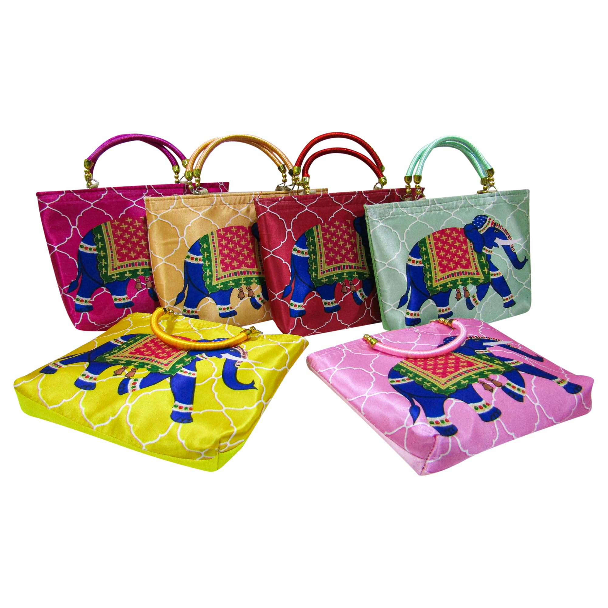 Purple Royal Elpehant Printed Purses For Wedding Return Gift Women Wholesale Bridal Giveaways potli Bag With Zipper For Ladies Baby Shower Shagun Purse Gifting Haldi Mehandi-image-1