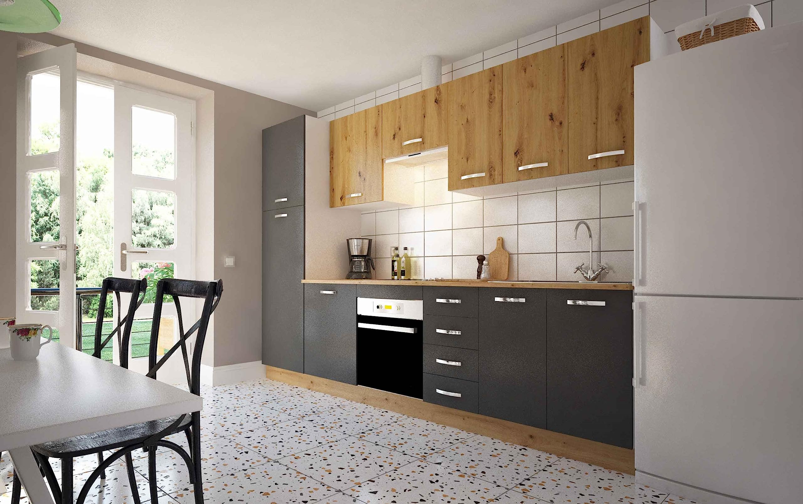 HOGAR24 ES - Mueble Alto de Cocina para Colgar 2 Puertas Color Roble Albar, Medidas: 70 x 80 x 33 cm