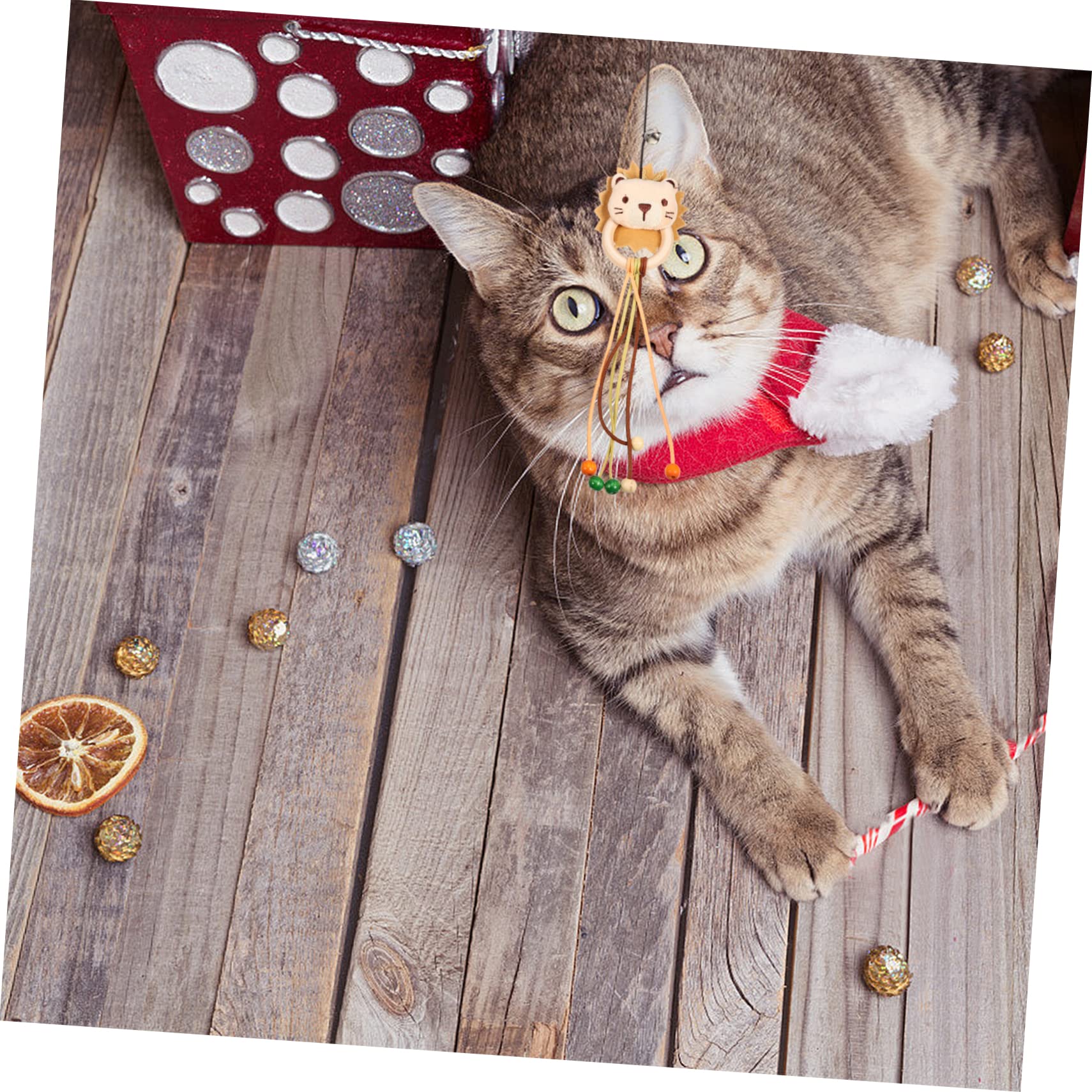 Kisangel 10pièces Jouet Interactif pour Chat Canne à Peluche avec Cloches Stimule Exercice Jeu des Chats De Lion Et Chien