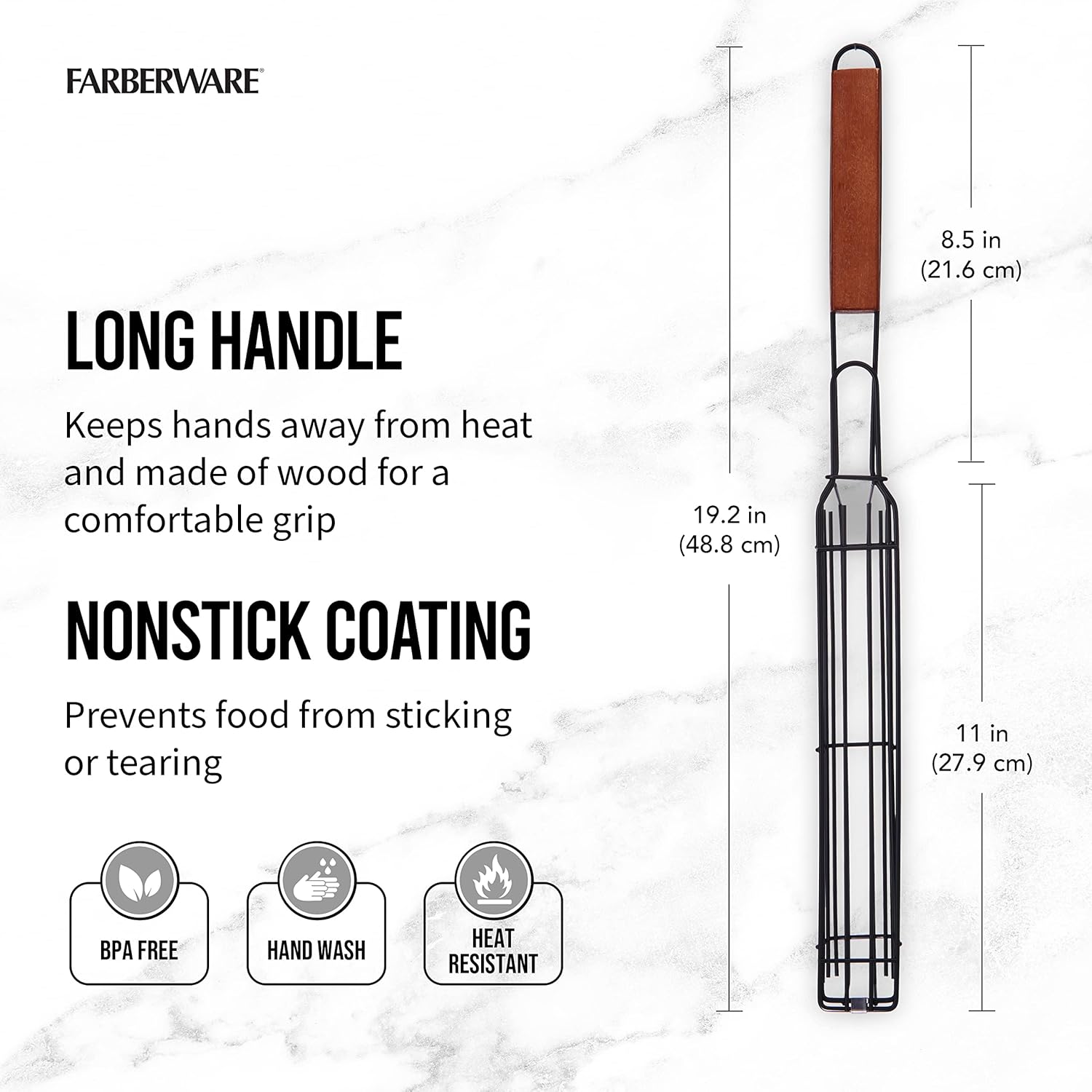 Farberware 5290494 BBQ Shish Kabob Grilling Baskets, Black and Wood