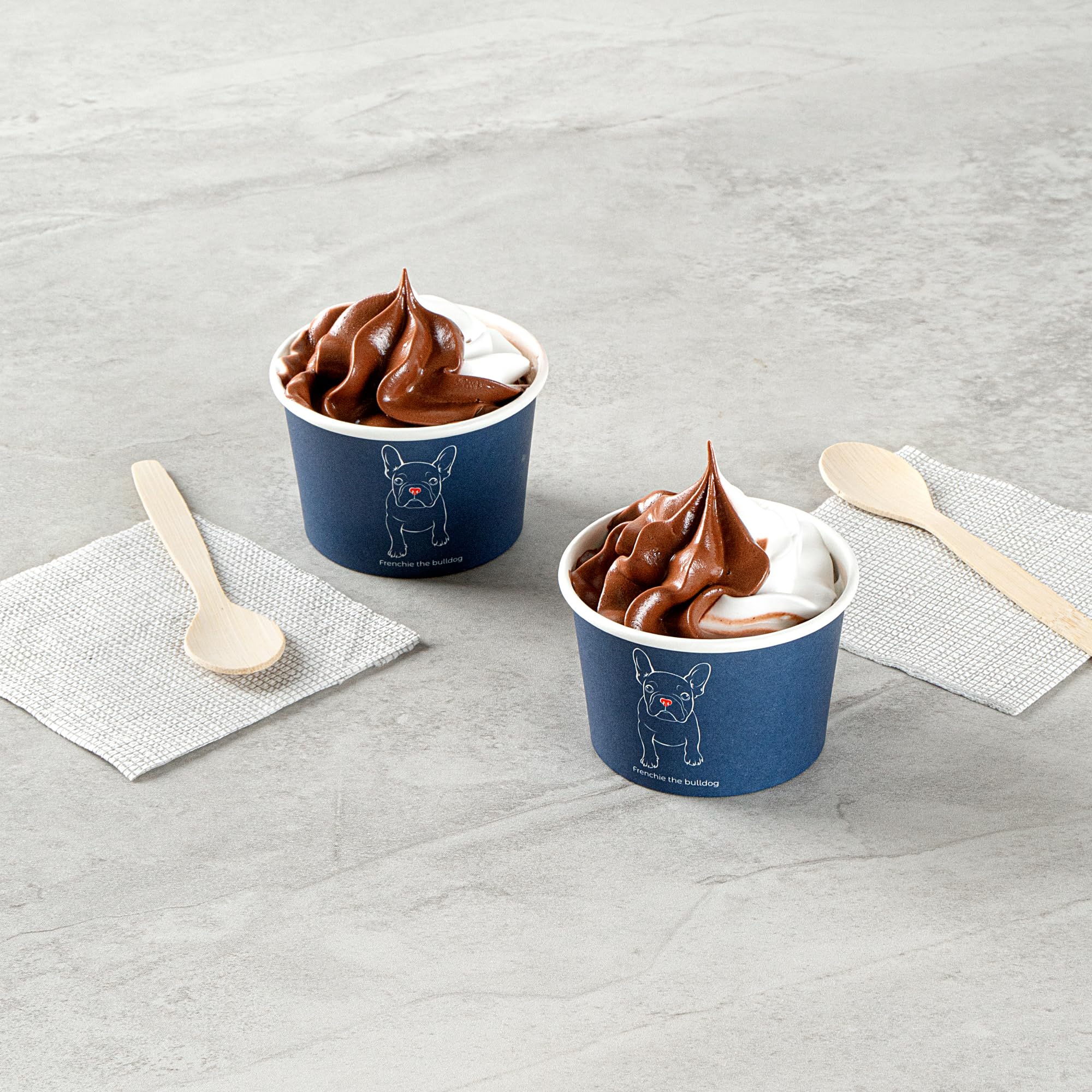 Restaurantware Coppetta - Vasos de postre de 4 onzas, 50 vasos desechables para helado, tapas se venden por separado, cuencos de papel francés para yogur congelado, para alimentos fríos y calientes