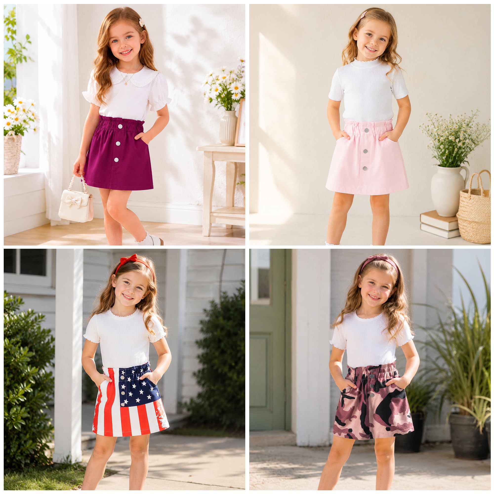 Mud Kingdom Falda vaquera con volantes y cintura elástica para niñas, con forro A, minifalda incorporada para verano