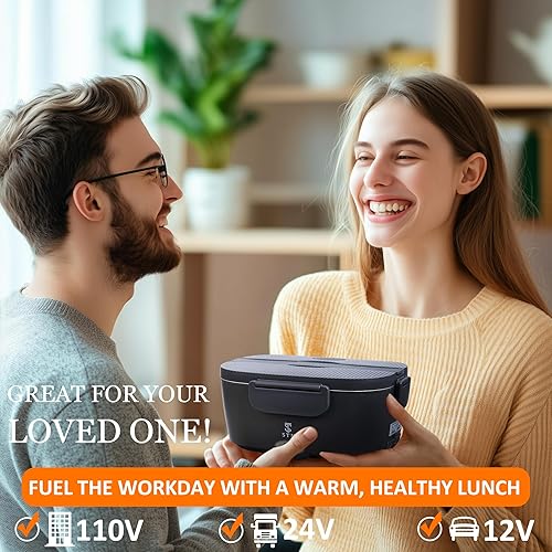 Miniatura 5 de STN Lonchera eléctrica de 80 W con calefacción para adultos, 1224110 V, lonchera calentadora para cochecamiónoficina con recipientes de acero