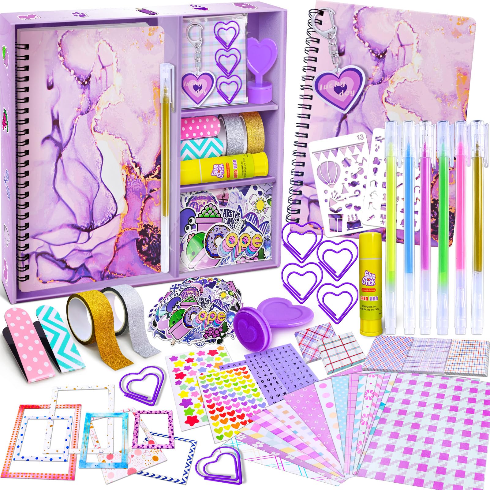 PATIFEED DIY Journal Kit for Girls, Scrapbook & Diary Supplies Set, Girls Diary Christmas Birthday Gifts for 8 9 10 11 12 13 14 Year