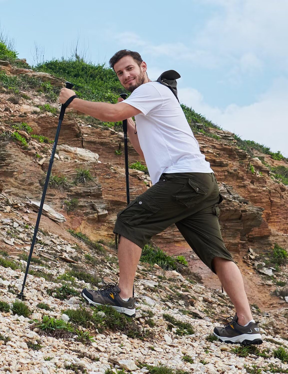 BEST SOUTH Men's Long Cargo Shorts Casual Below Knee 13 Inches Capri Shorts Relaxed Fit with Pockets - Image 3