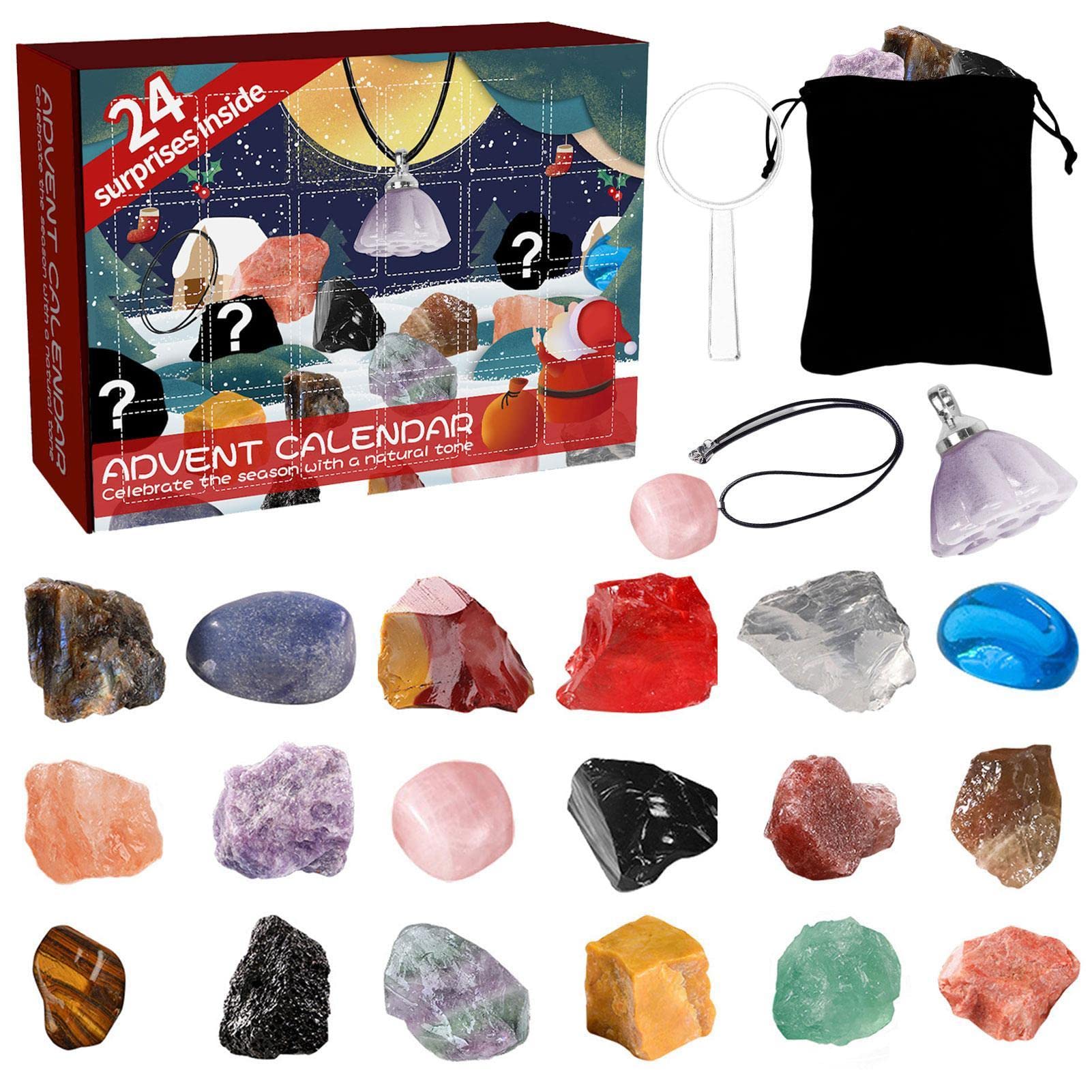 Gruwkue Ore Countdown Calendar For Christmas,2023 New Year 24 Days Holiday Countdown Advent Calendars With Rocks,24 Days Gemstone Ore Collection Calendar For Adults