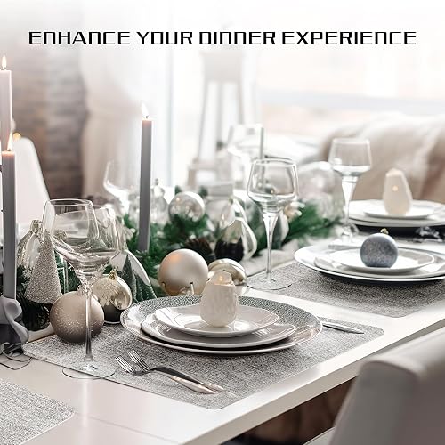 Miniatura 7 de Juego de 4 manteles individuales de 12 x 18 pulgadas, resistentes al calor, para mesa de comedor, 100% impermeables, a prueba de aceite, lavables,