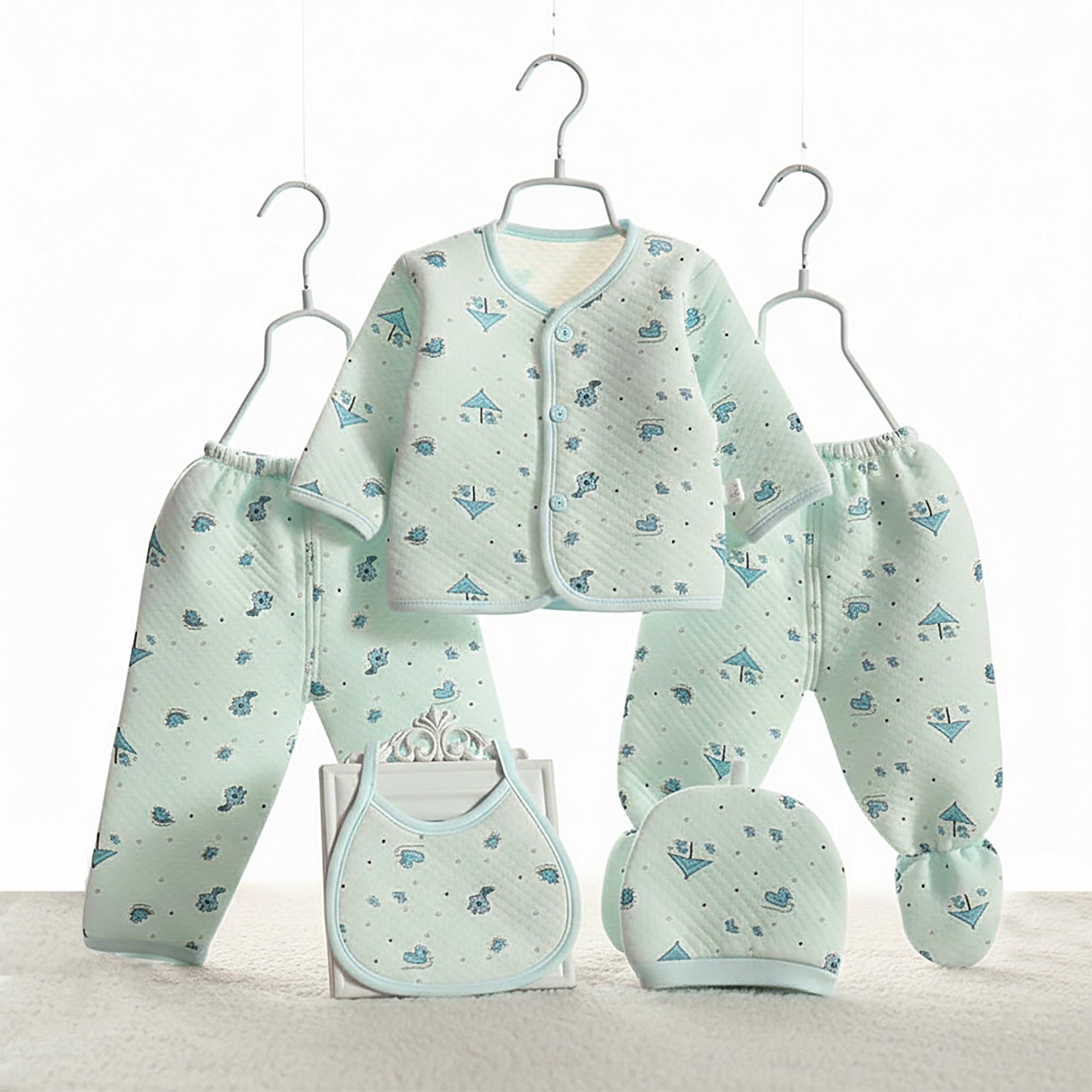 Presents New Born Baby Winter Wear Printed Baby Clothes 5Pcs Sets 100% Cotton Boys Girls Unisex Baby Cotton/Winter or Flannel Suit Infant Clothes-image-42