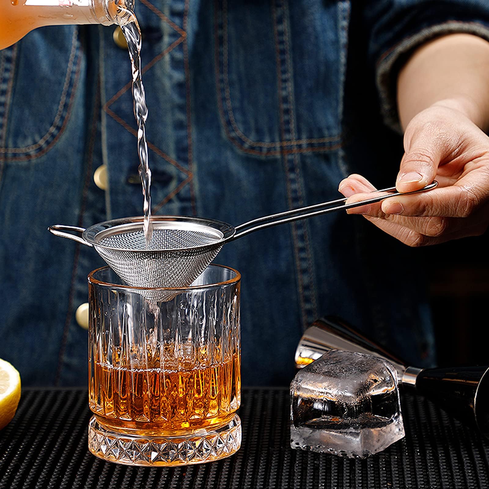 Colador de malla fina para barra, colador cónico de acero inoxidable para cócteles, bebidas, coladores de bar, herramienta de bar de camarero, 3.5 pulgadas (2 piezas) 7