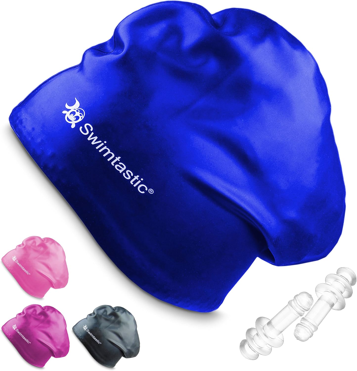 Swimtastic Long Hair Swim Cap + Ear Plugs Specially