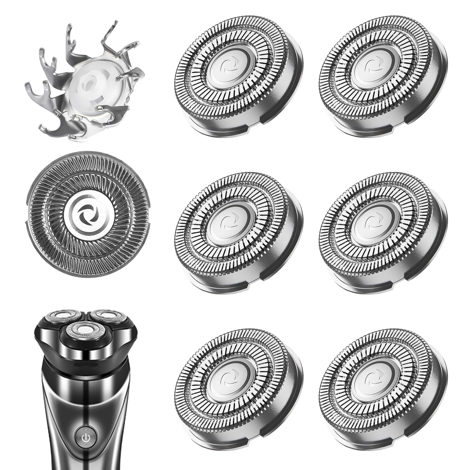 FR8 Cabezales de Afeitadora de Repuesto 6 piezas, Compatibles con Series 1000, 3000, 5000, FS3XX, FS8XX, FS9XX, 1000, AT, PT, QH, Afeitado Suave y Sin Dolor, Cuchillas Autoafilables, No Originales