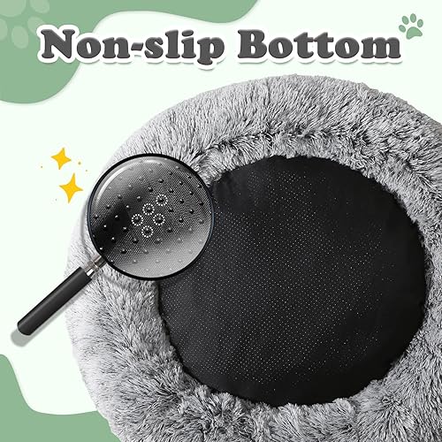 Miniatura 4 de JOLLYVOGUE - Cama para perros y gatos, cama relajante y antiestrés para mascotas y perros pequeños, cojín esponjoso en forma de dona para mascotas