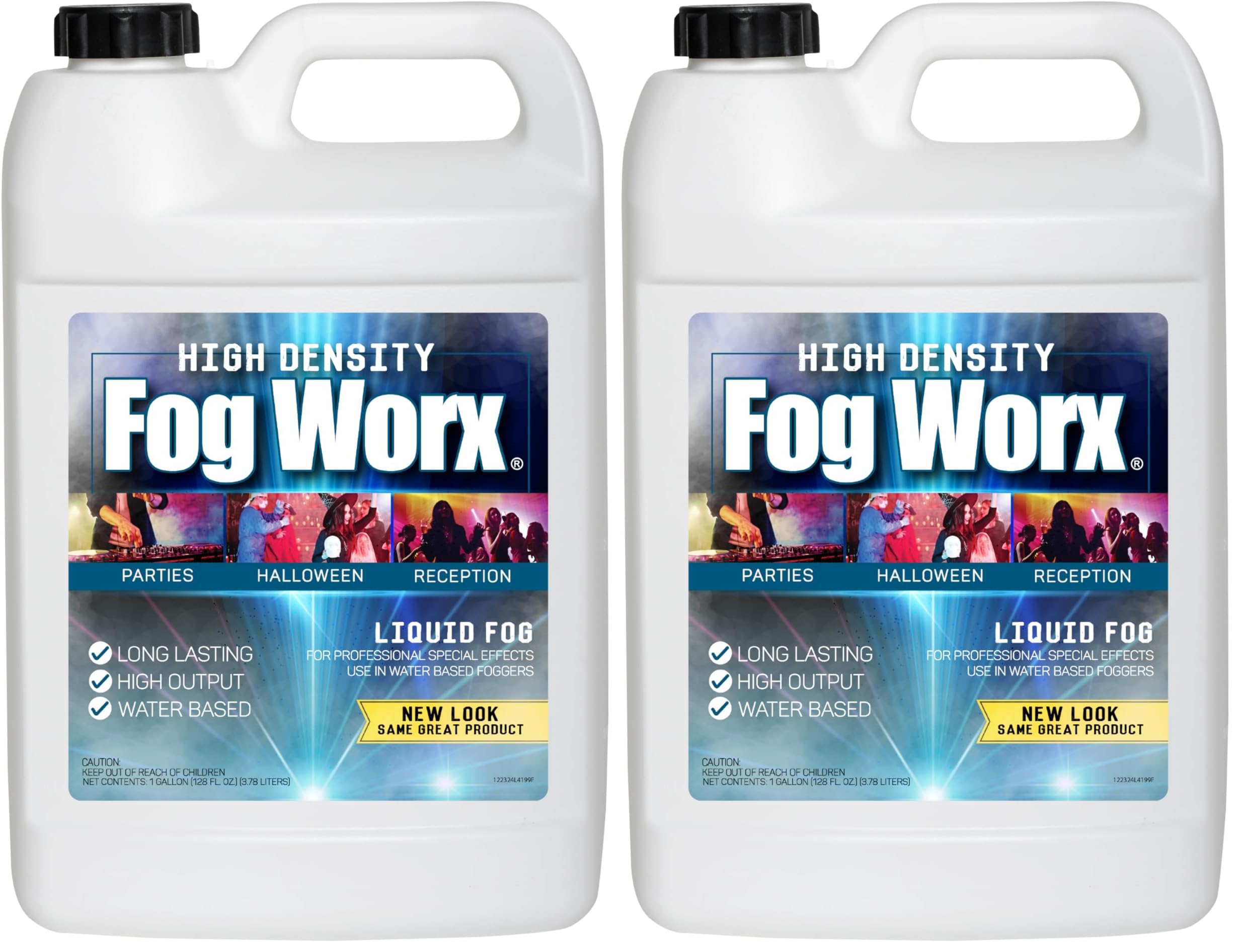 FogWorx Extreme High Density Fog Juice Gallon - Long Lasting, High Output, Odorless Water Based Fog Machine Fluid - for 400 Watt to 1500 Watt Machines (Pack of 2)