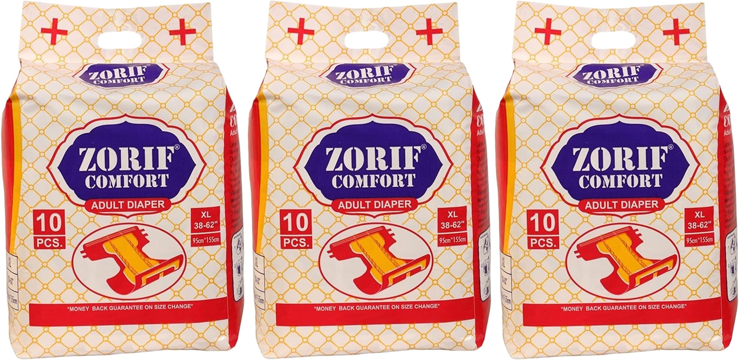 ZORIFZORIF Adult Unisex Premium Pants Upto 12 Hours Protection, 3 Pack 10 Piece X-Large Size Combo Pack