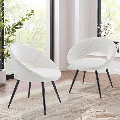 Alunaune Juego de 2 sillas decorativas para sala de estar, silla de tocador para sala de maquillaje, moderna tapizada de peluche, cómoda silla de