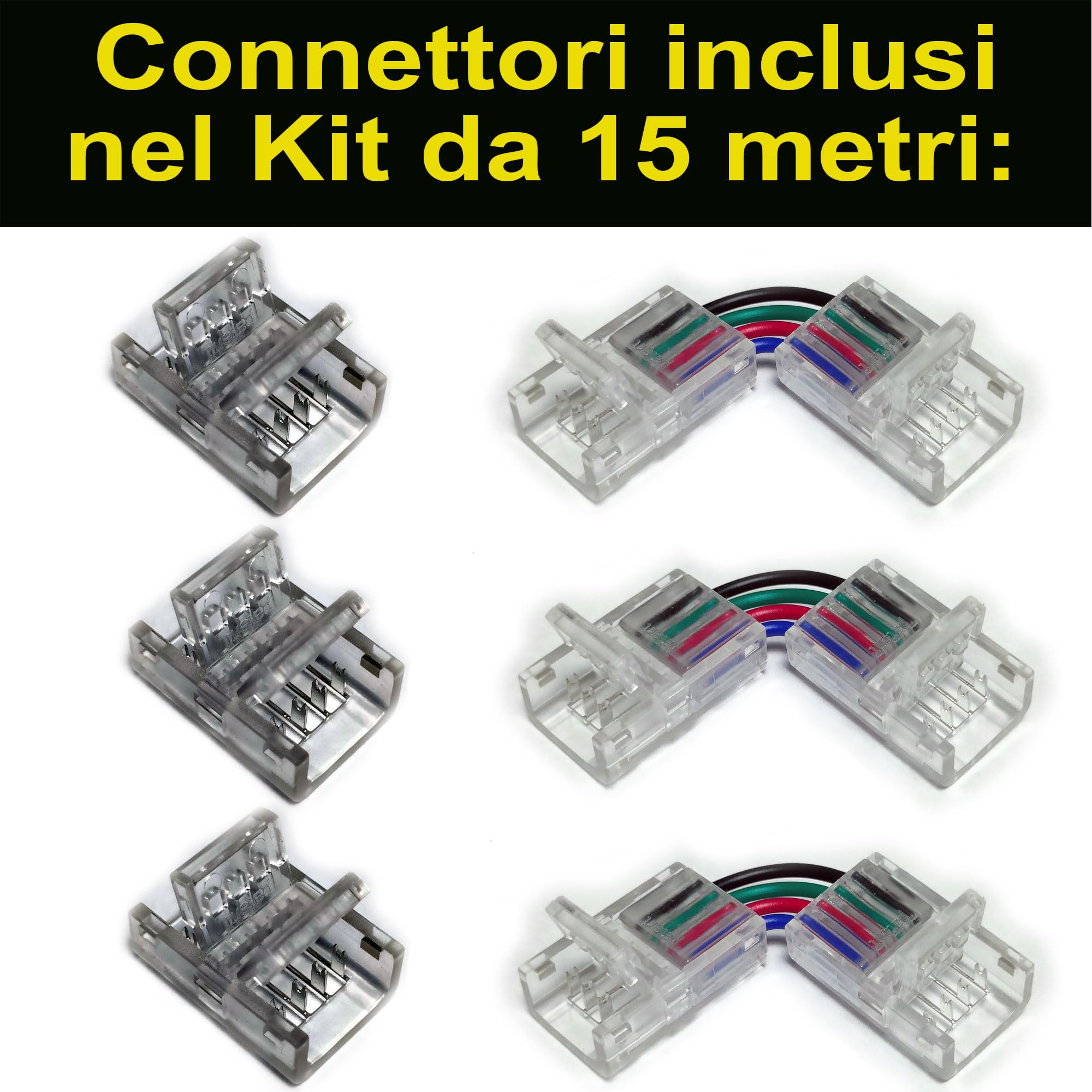 Strip Led RGB 12v (Kit da-15mt(3Bobine+1Trasf.+1Controller), 12W RGB ip20 12V)