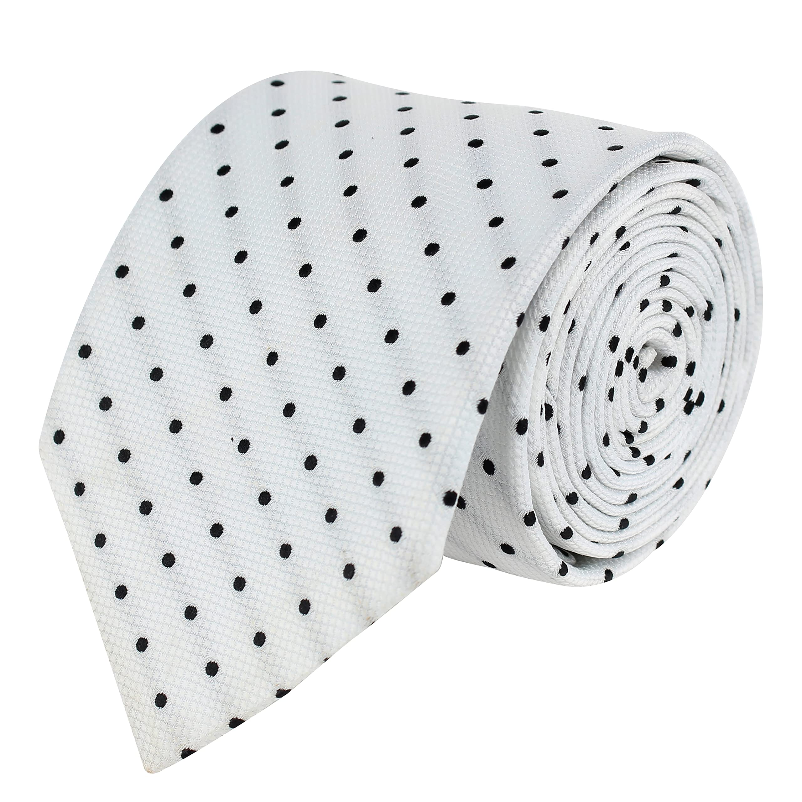 kovove Kavove The Enchanting Polka Dot Dark Grey Necktie For Men-picture-24