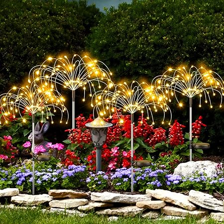 Led Solar Firework Lights, 4 In 1 Solar Starburst Lights With 480 LED, Waterproof Solar Garden