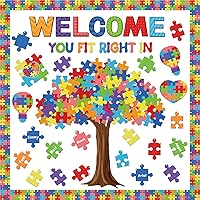 Vista 1 de Juego de decoración de tablón de anuncios motivacional para el aula, acentos decorativos inspiradores positivos, recortes de piezas de rompecabezas