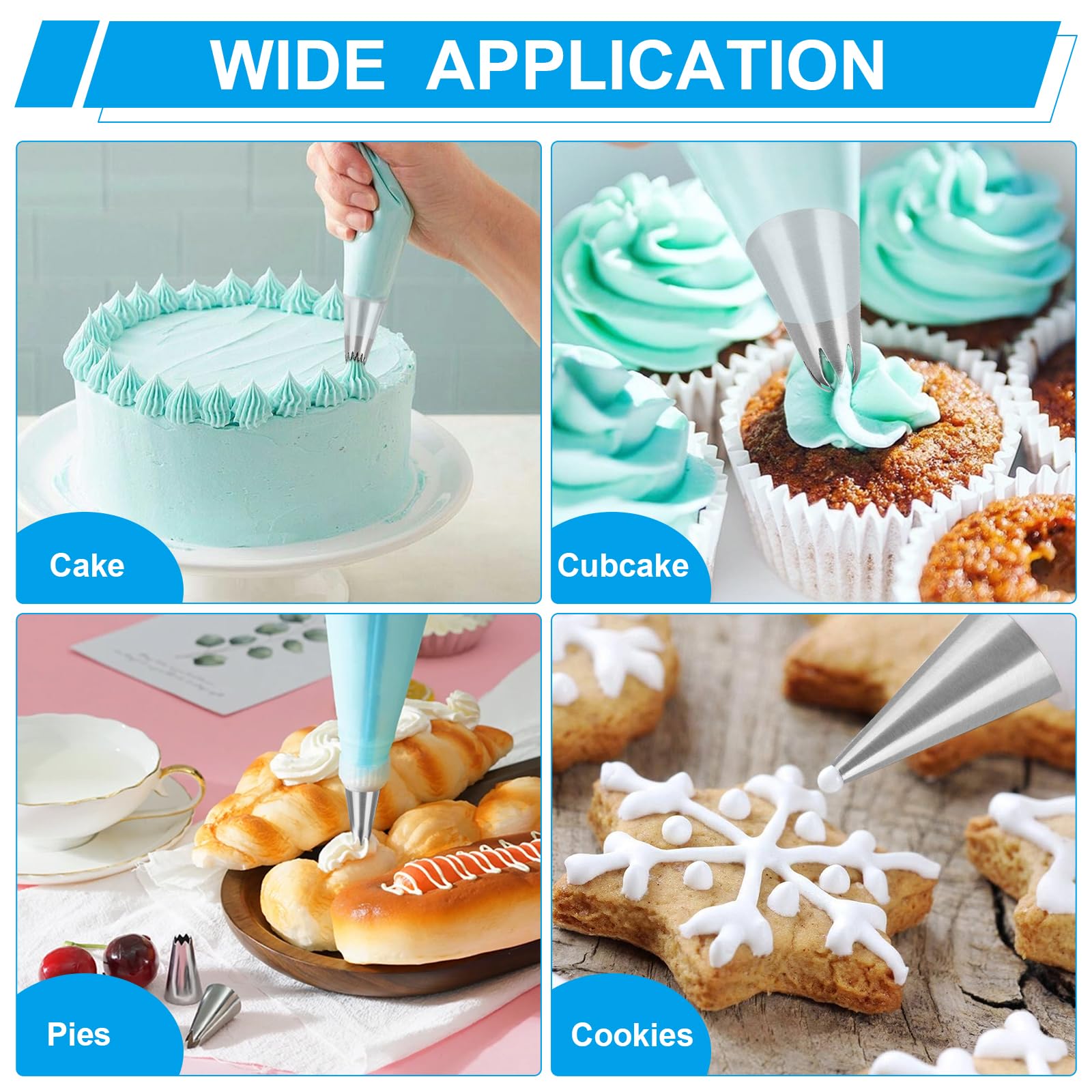 Douille Patisserie Professionnelle Compatible Poche à Douille, 10 PCS Grosse Douille Cannelée Décorer Gâteaux Cupcakes