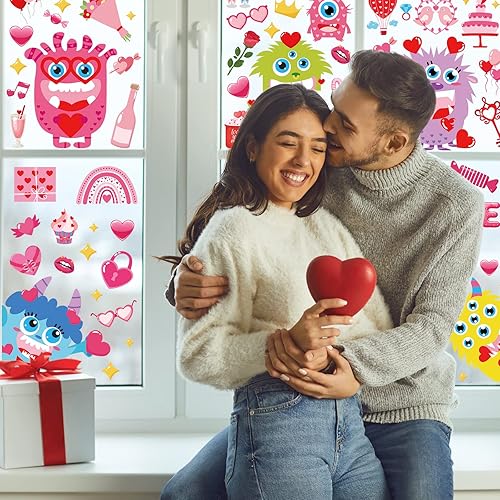 Miniatura 4 de Whaline Calcomanías coloridas de PVC para ventana del día de San Valentín, para el día de San Valentín, decoración de oficina, suministros de