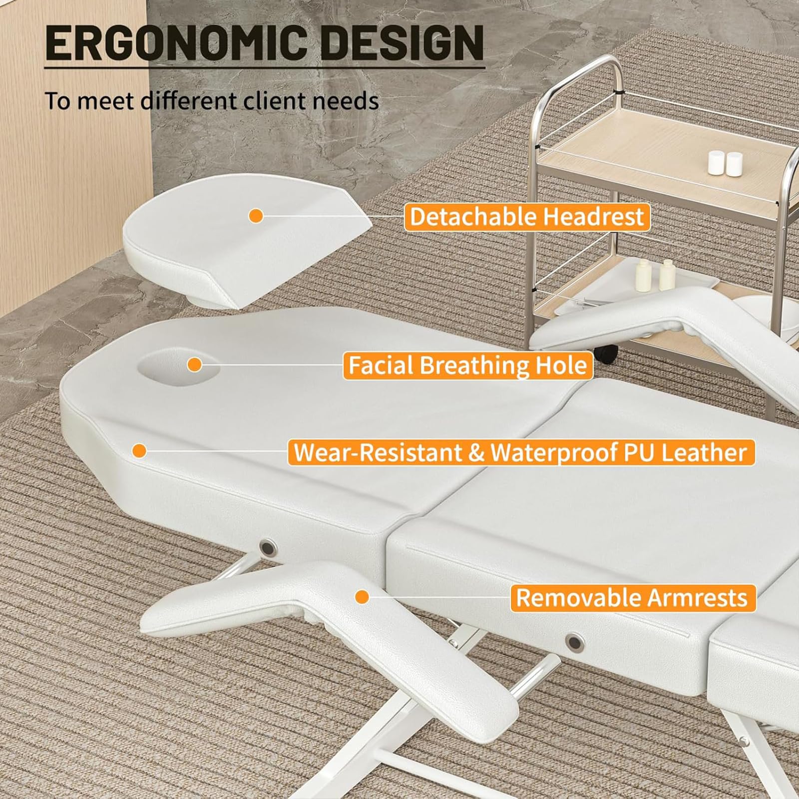 Fotel do masażu, regulowany fotel kosmetyczny, fotel fryzjerski, wszechstronny fotel do masażu do profesjonalnego spa i studia tatuażu, wygodna, ergonomiczna konstrukcja
