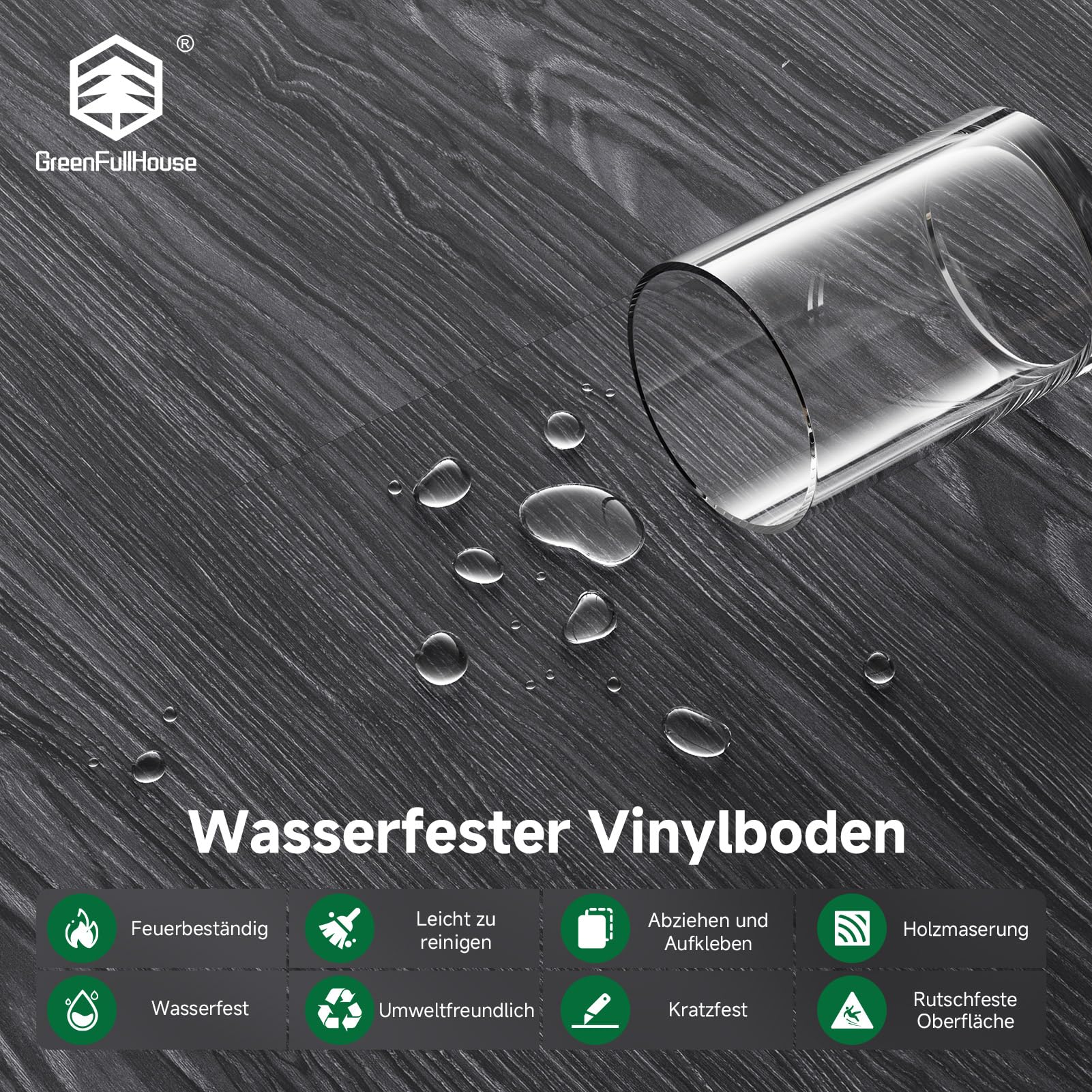 Vinyl Flooring Self-Adhesive Floor Peel and Stick Floor Tiles 2.0mm Thick Waterproof for Living Room Bedroom Bathroom Kitchen (5.02m²,Seared Oak)