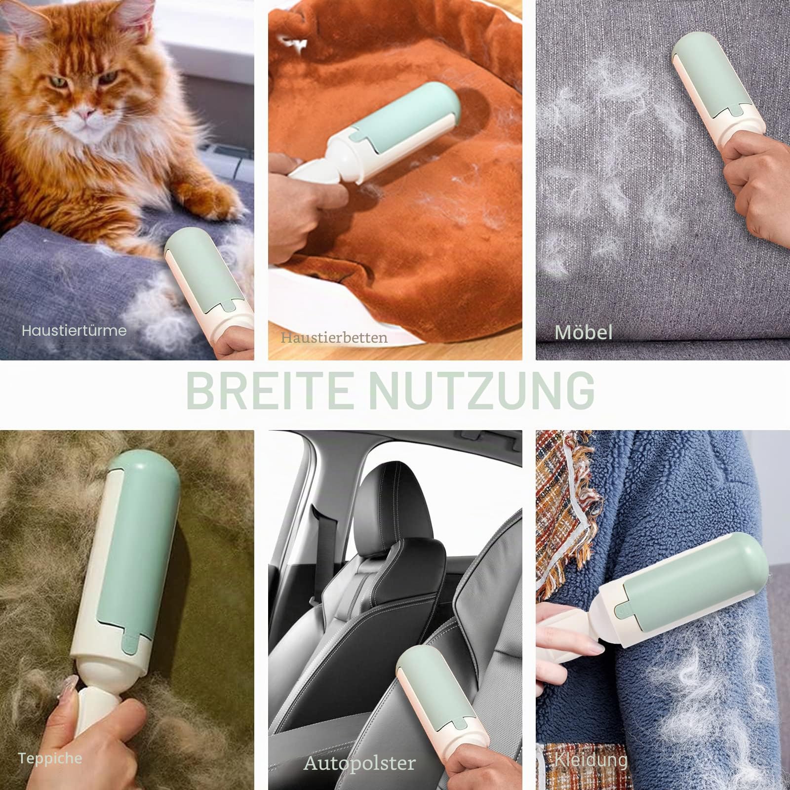 2 Stück Fusselrolle Tierhaare Wiederverwendbare Tierhaarentferner-Bürste für Katzenhaare und Hundehaare leicht zu reinigen Haustierfellentferner Bürsten für Kleidung, Teppich & Sofa