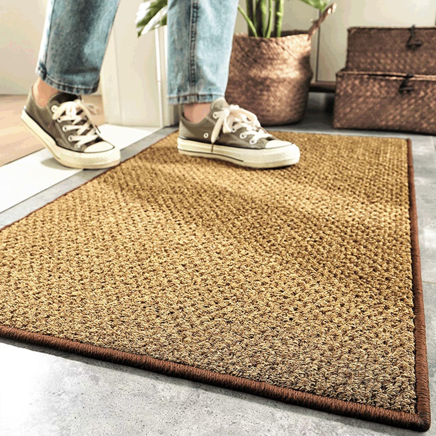Indoor Door Mat Courtyard Collection Accent Rug NonShedding Easy Care, Indoor Outdoor Washable