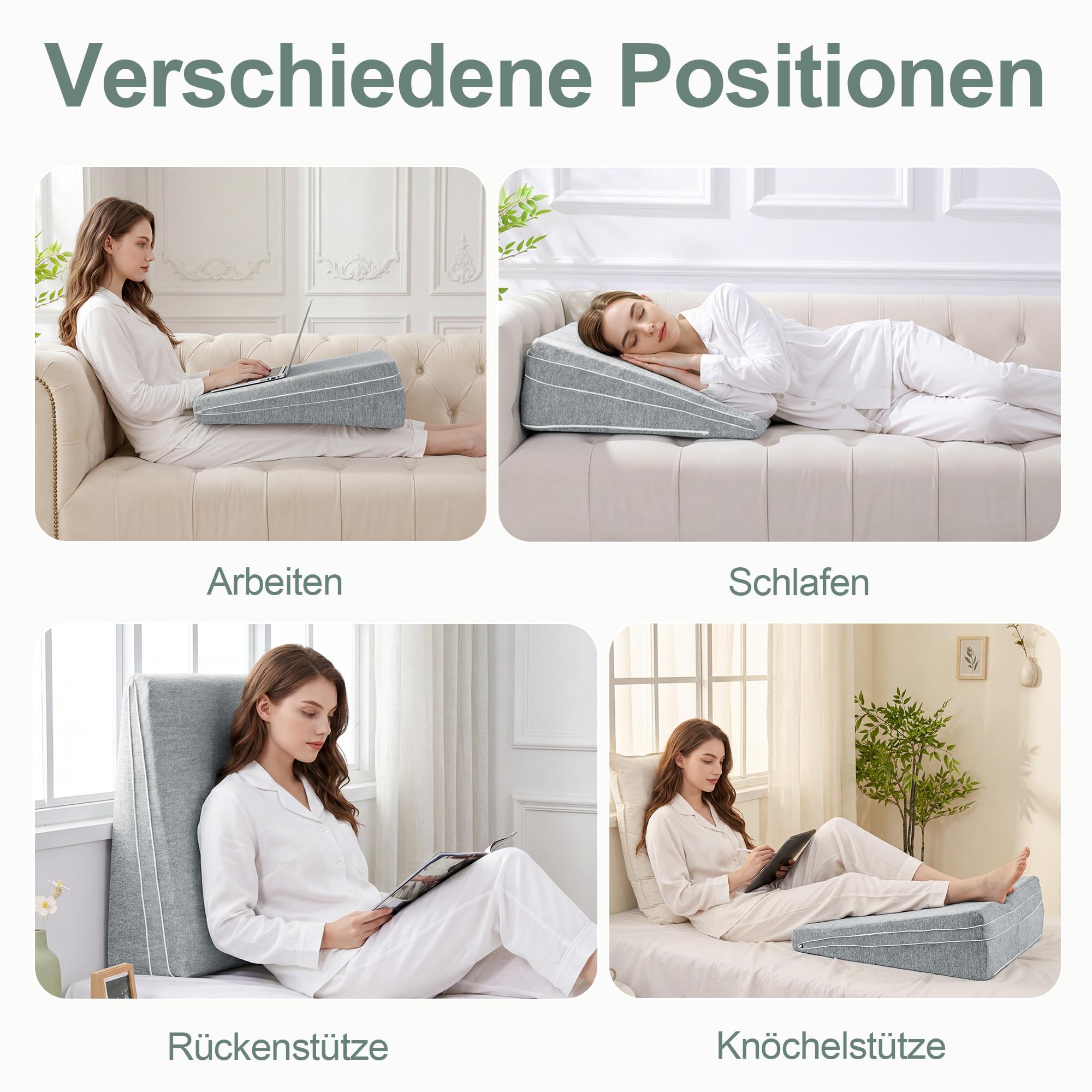 Almohada de espuma viscoelástica, cojín de apoyo ajustable | Almohada ajustable en cuña para dormir y leer, almohada para elevar las piernas, espalda y cuello