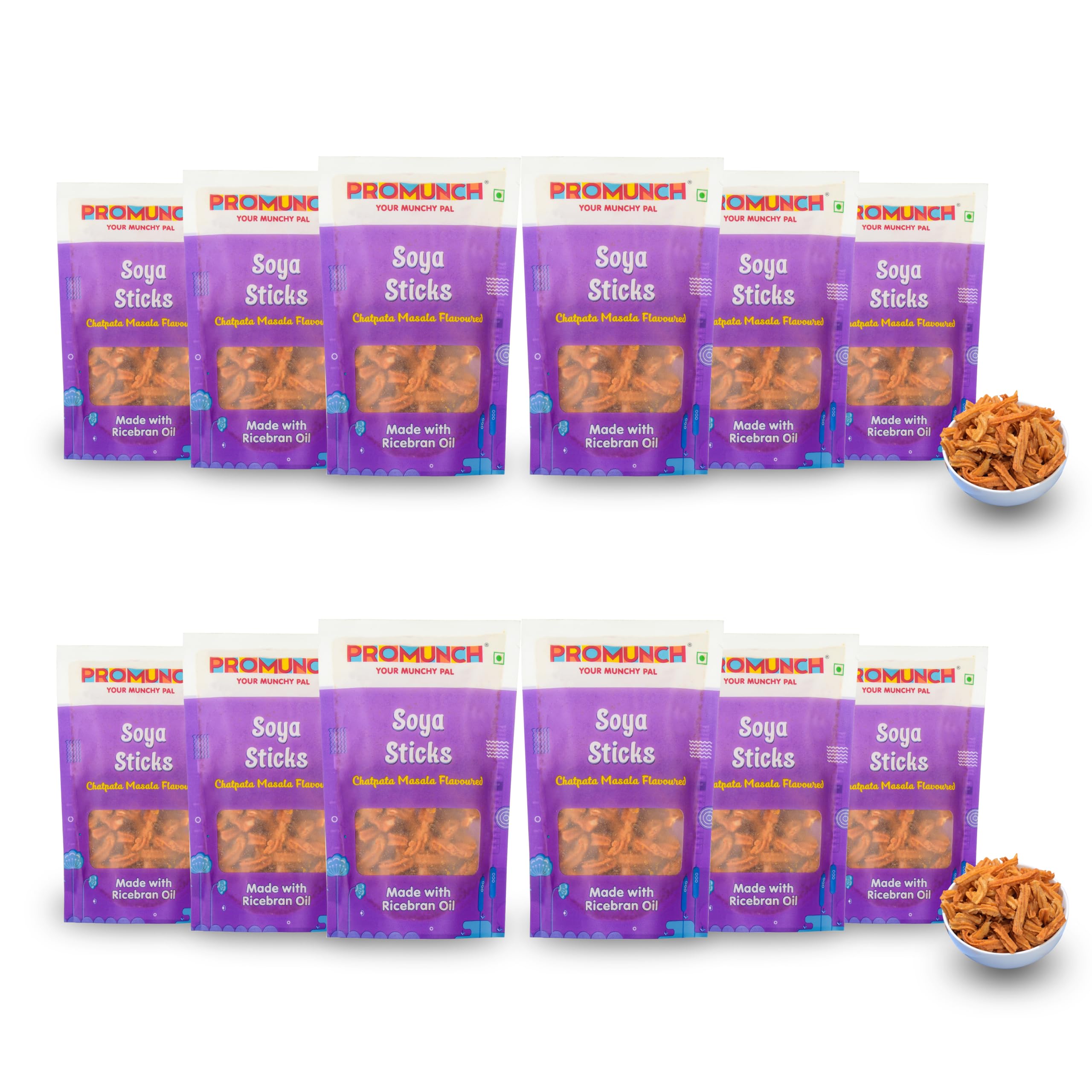 Soya Sticks | Crispy snacks | High Protein, Crunchy Snack | No Palm Oil And Maida | Chatpata Masala - 30g Pack of 12