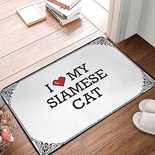 Tapete para puerta delantera para exteriores divertido tapete para puerta de campaña con texto en inglés I Love My Siamese Cat tapete antideslizante