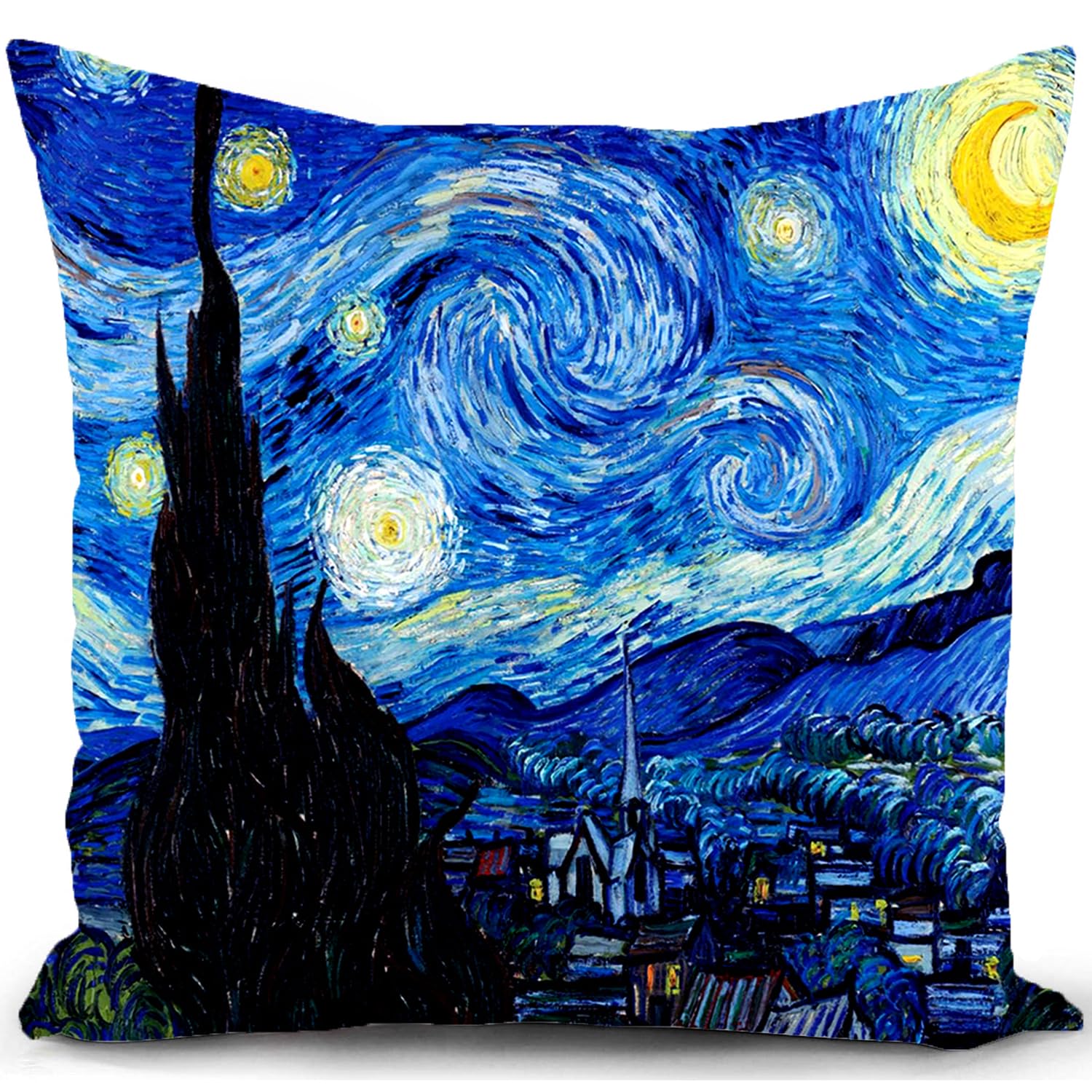 HUASHUZI Cushion Cover Starry Night Van Gogh Gifts Decorations Throw Pillow Case Decor Home for Livingroom Couch Sofa 18"x18"(45x45cm)