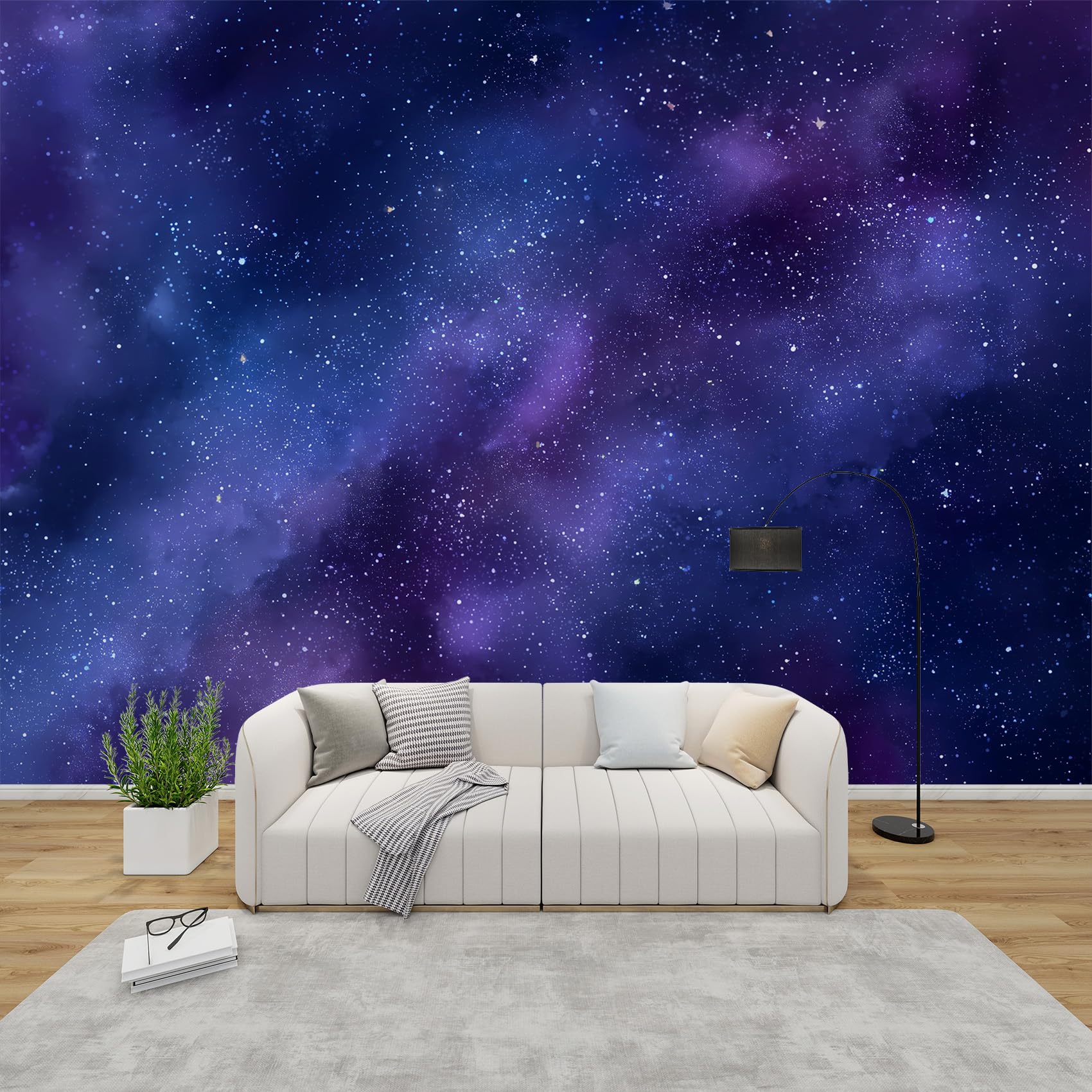 AevuCub Galaxy Wallpaper for Living Room - Cosmic Starry Sky Nebula Wall Murals for Bedrooms, Night Sky Galaxy Playroom Wall Art, Non-Woven Photo Wallpaper 3D Effect, 450x315 cm