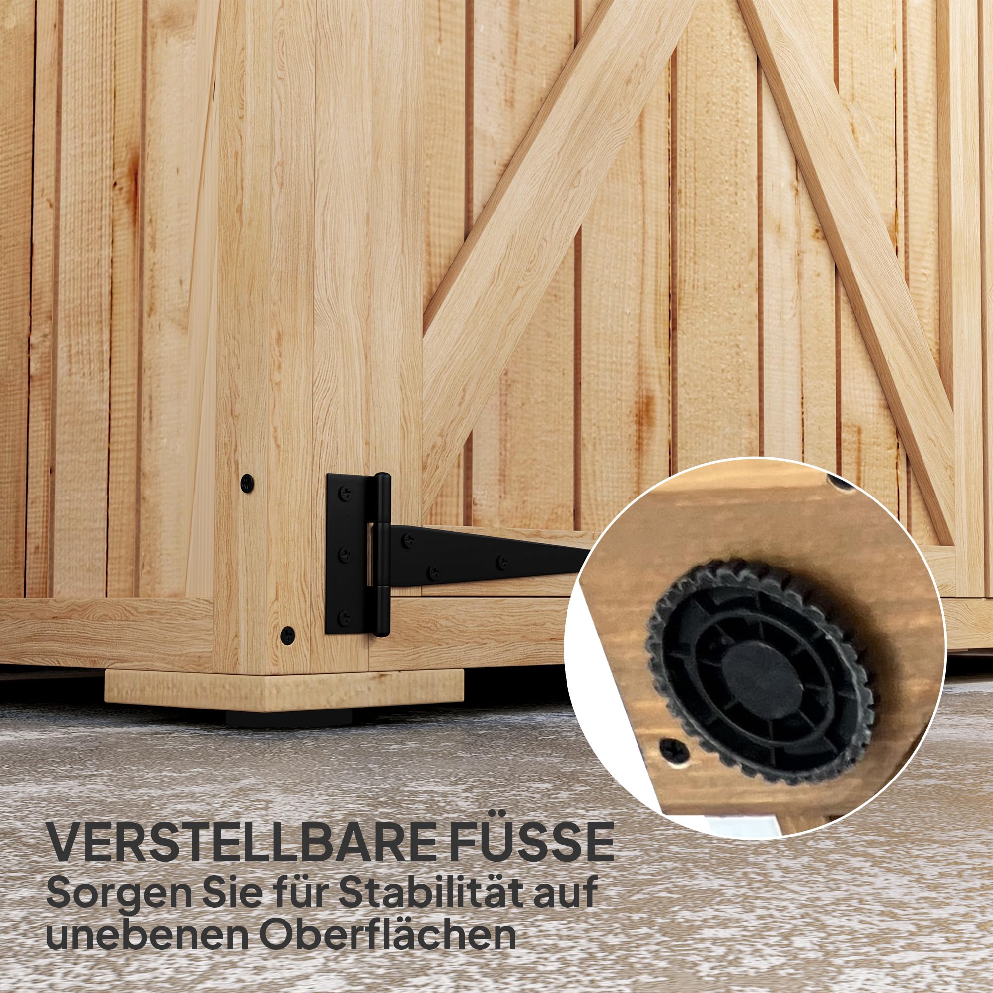 Outsunny Gartenschrank Holz Abschließbar 116,5x57x167cm Naturholz | Geräteschuppen mit Ablage, Doppeltür, Asphalt-Dach, Wetterfest, Geräteschrank, Gerätehaus Gartenschuppen, Für Garten Terrasse